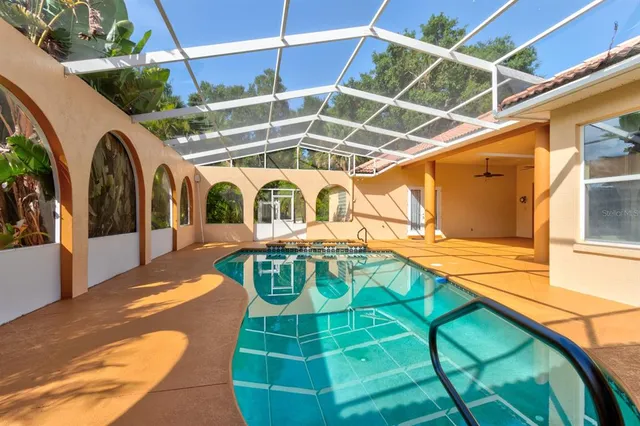 a house with a swimming pool