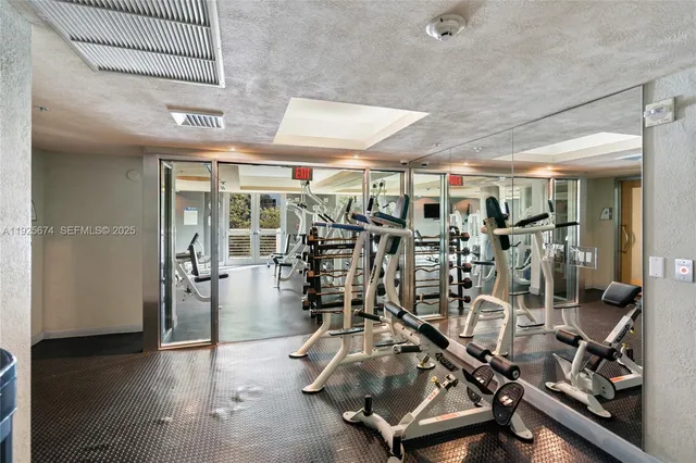 a view of a room with gym equipment
