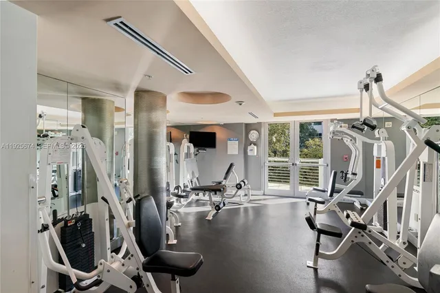 a view of a room with gym equipment