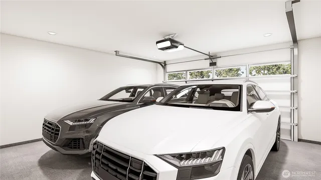 a car parked in a garage