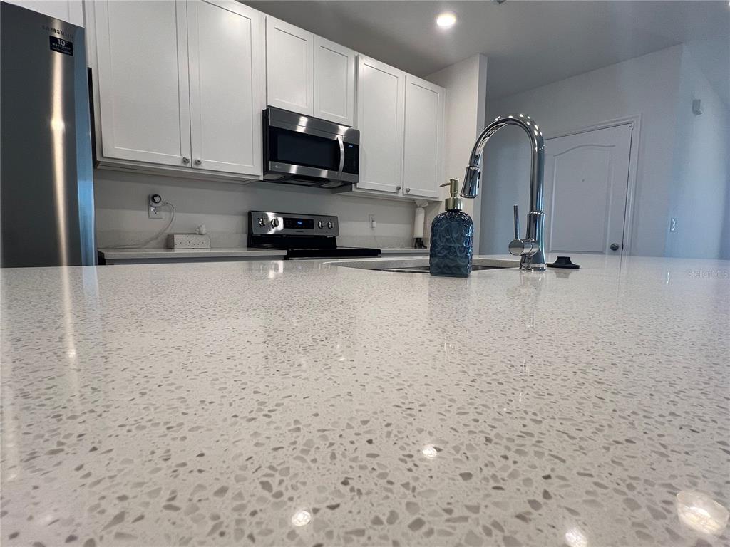 301 Jackson Loop DeLand, FL 32724 - Photo 7 of 22 a kitchen with stainless steel appliances a sink a stove a microwave a sink and cabinets