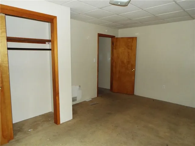 a view of a small space with a window