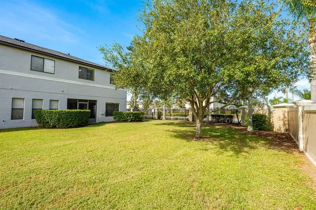 a view of a backyard with a garden