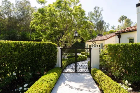 a view of a garden with pathway