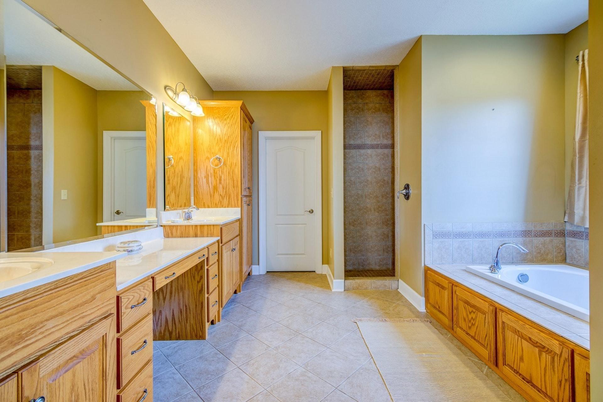 2774 Republican Church Road Ferrum, VA 24088 - Photo 9 of 52 a large bathroom with a large mirror vanity and a shower