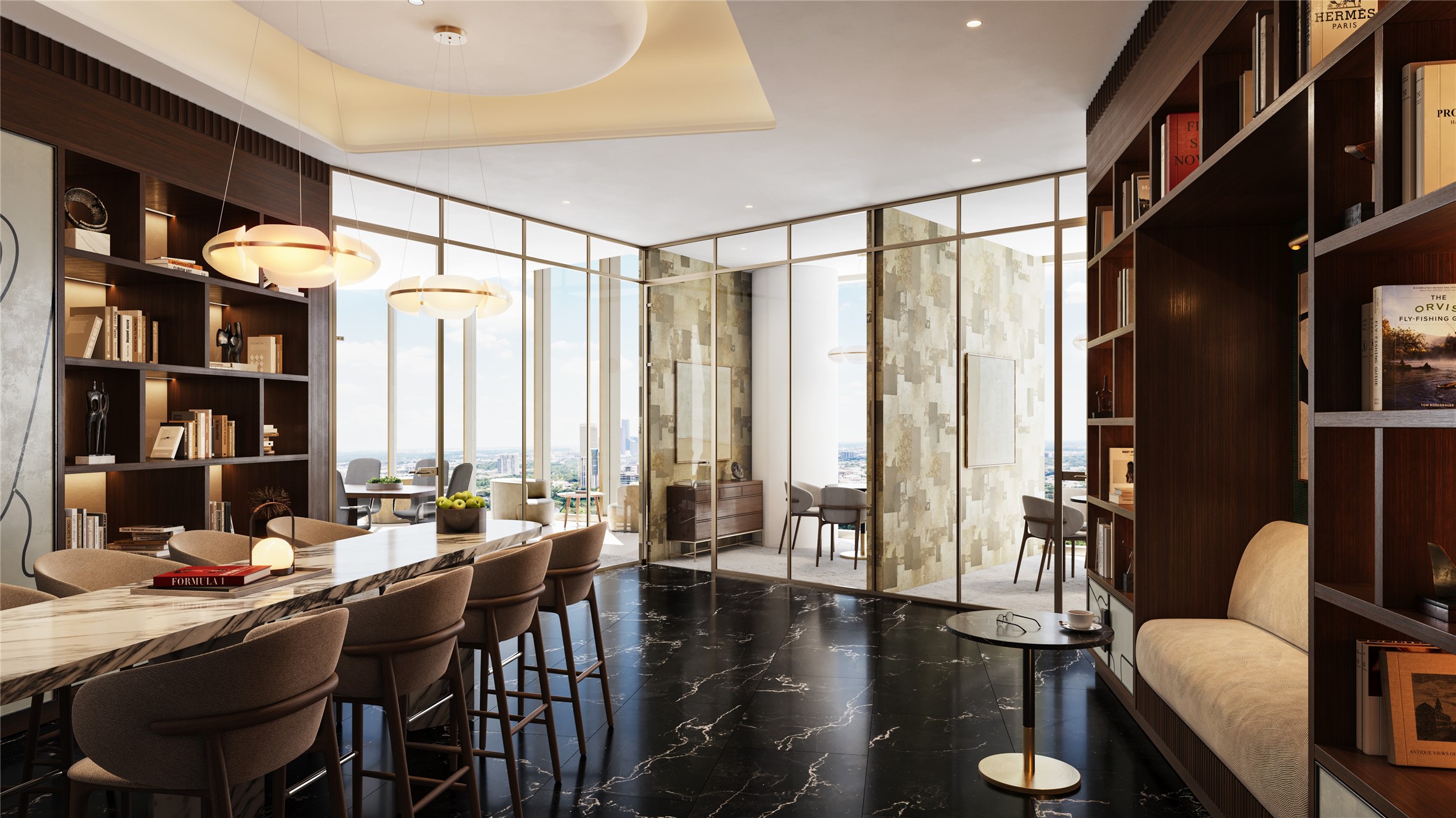 102 Asbury Street, Unit 1003 Houston, TX 77007 - Photo 12 of 25 a dining hall with couches a coffee table and chairs with wooden floor