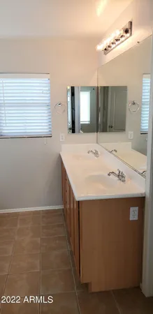 a bathroom with a sink a vanity and mirror