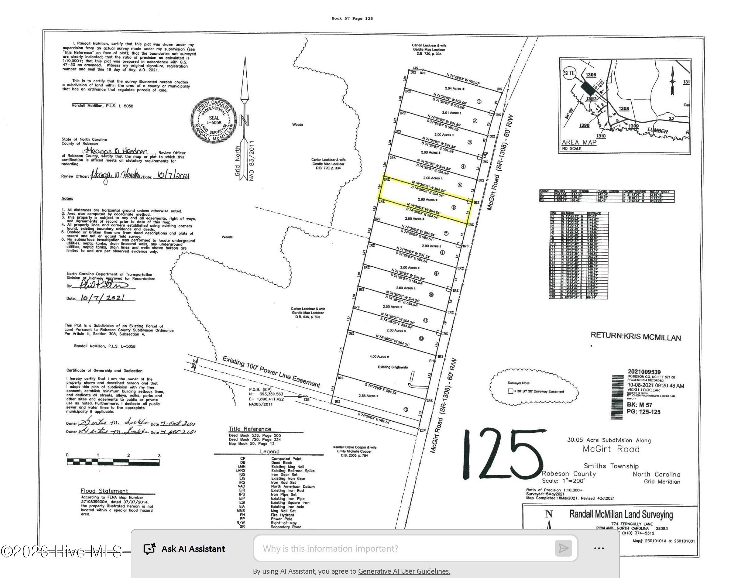 4377 McGirt Road Maxton, NC 28364 - Photo 17 of 18 Plat With Property Highlighted