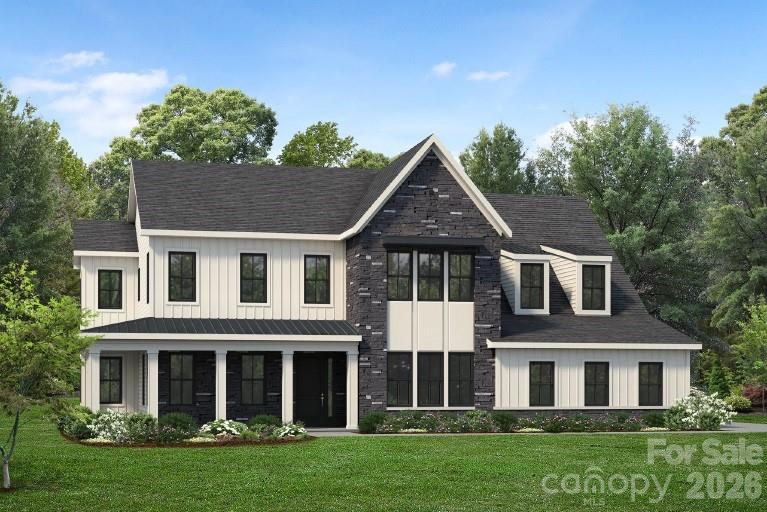 front view of a house with a yard