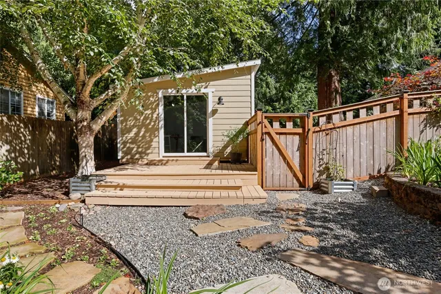 a view of an outdoor space and wooden floor