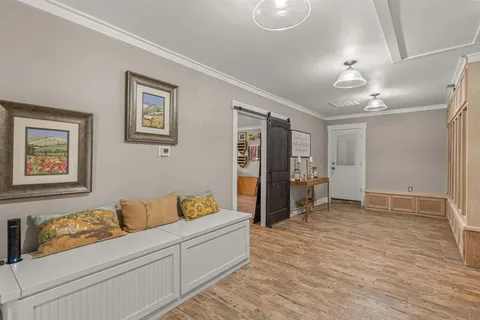 a view of a livingroom with a flat screen tv