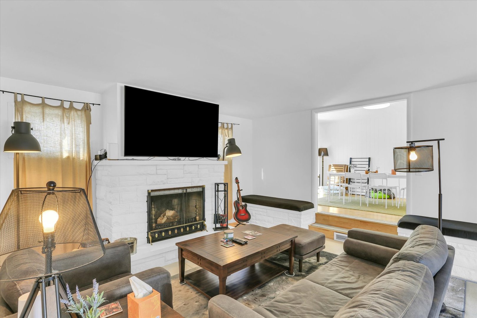 913 West Union Street Champaign, IL 61821 - Photo 12 of 32 a living room with furniture and a fireplace
