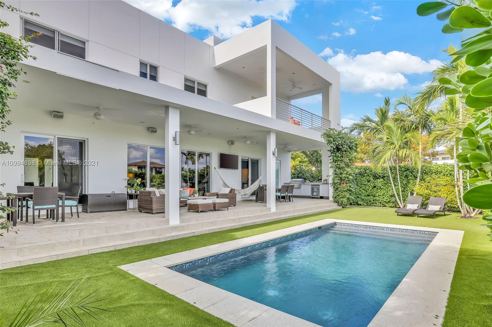 12565 Palm Road North Miami, FL 33181 - Photo 24 of 75 a view of a swimming pool with outdoor seating