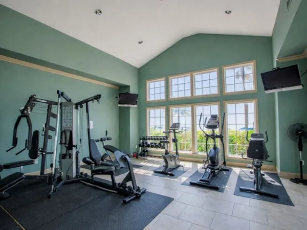 a view of a room with gym equipment