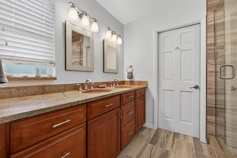 a bathroom with a shower