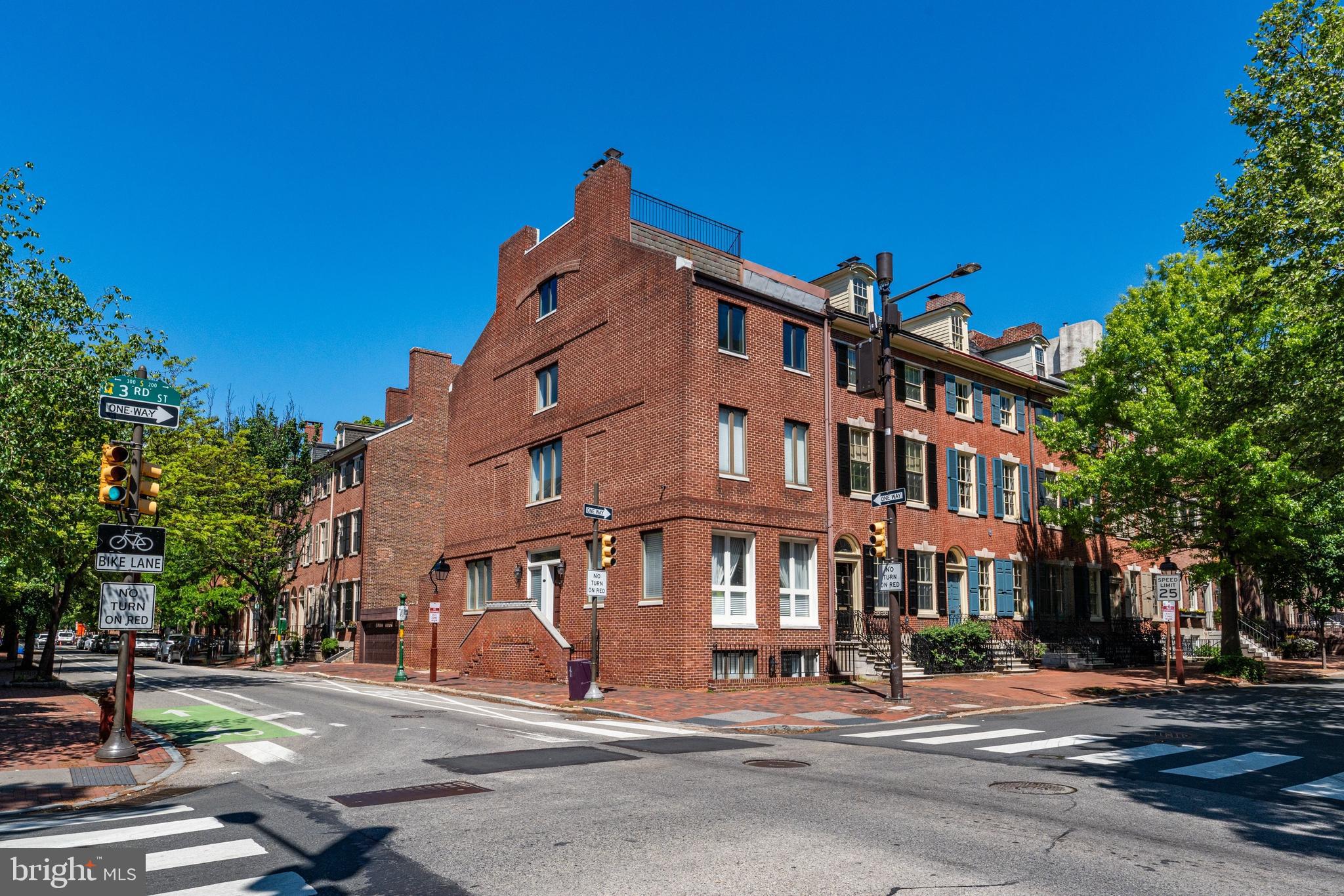a view of a building with a street