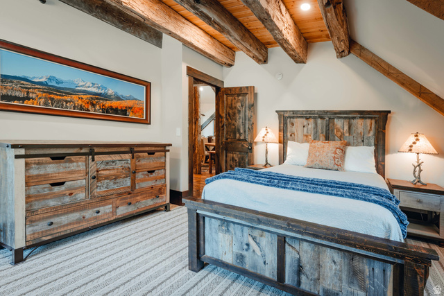 1667 West Tollgate Cyn Road Coalville, UT 84017 - Photo 37 of 61 Rustic wood-finish architectural beams accentuating the vaulted ceiling