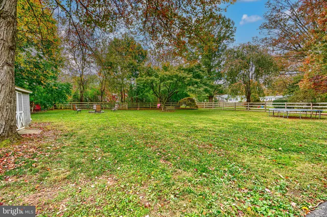 a view of a garden with an outdoor space