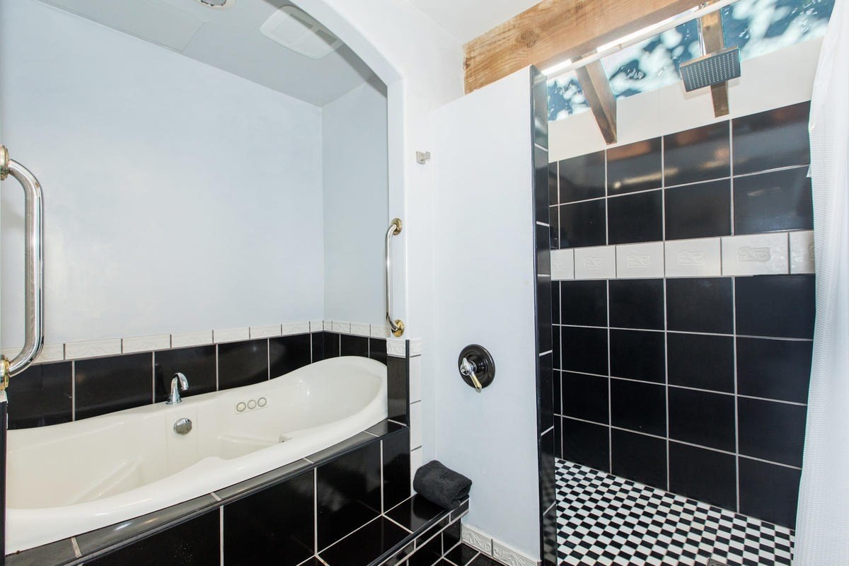 5040 Aliomanu Road Kilauea, HI 96754 - Photo 10 of 23 a bathroom with a bathtub and a shower