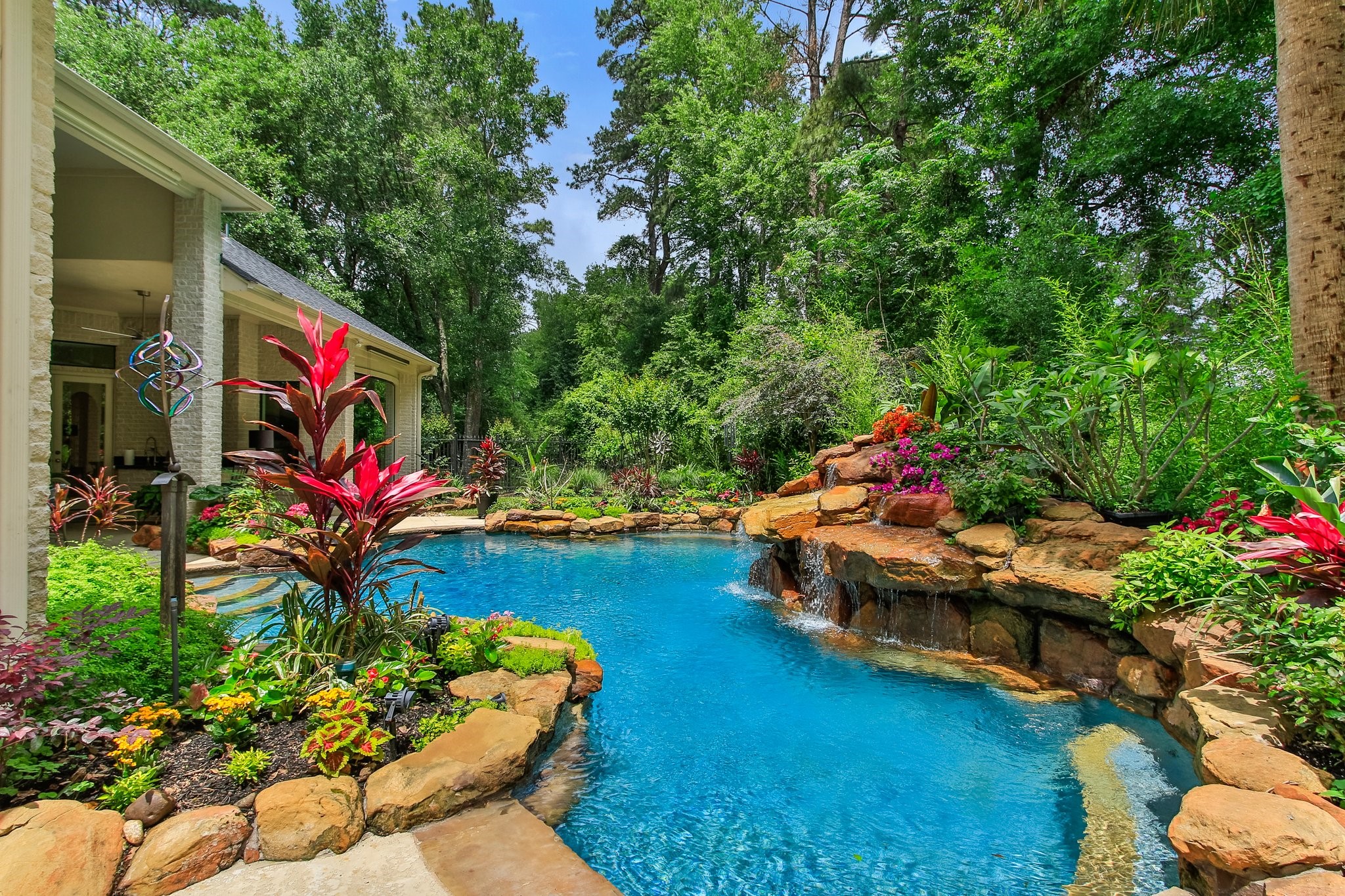 17511 Seidel Road Tomball, TX 77377 - Photo 6 of 49 Absolutely stunning backyard, professional landscaping, tropical pool, and privacy!!