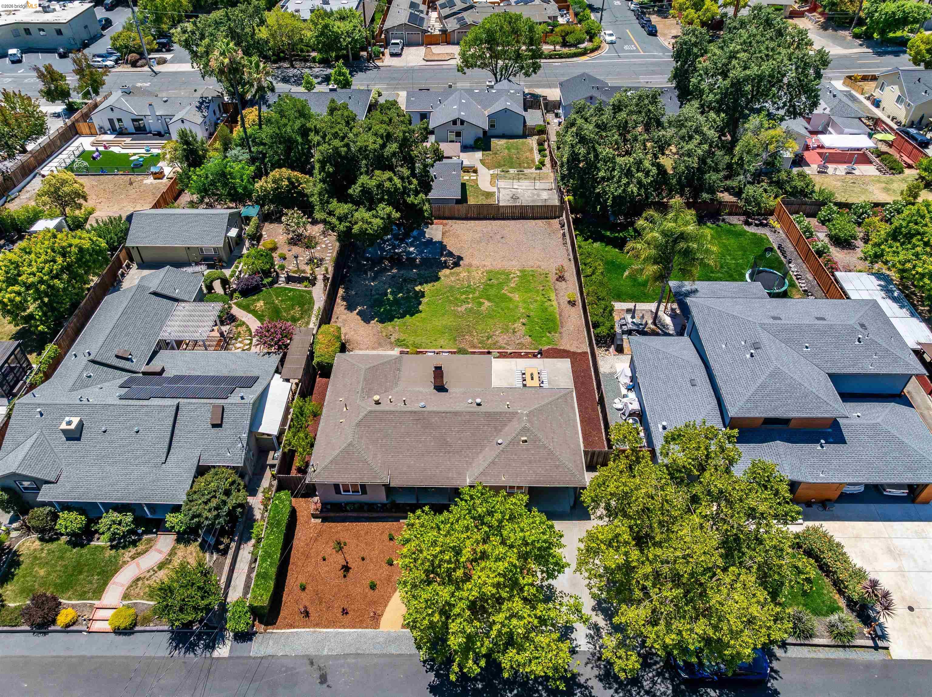 346 Valley View Road Pleasant Hill, CA 94523 - Photo 49 of 57 Expansive lot featuring a large grassy area, mature trees, and a paved driveway