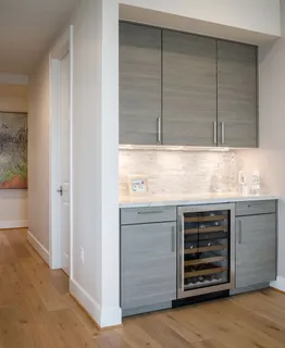 a kitchen with a cabinets and a stove