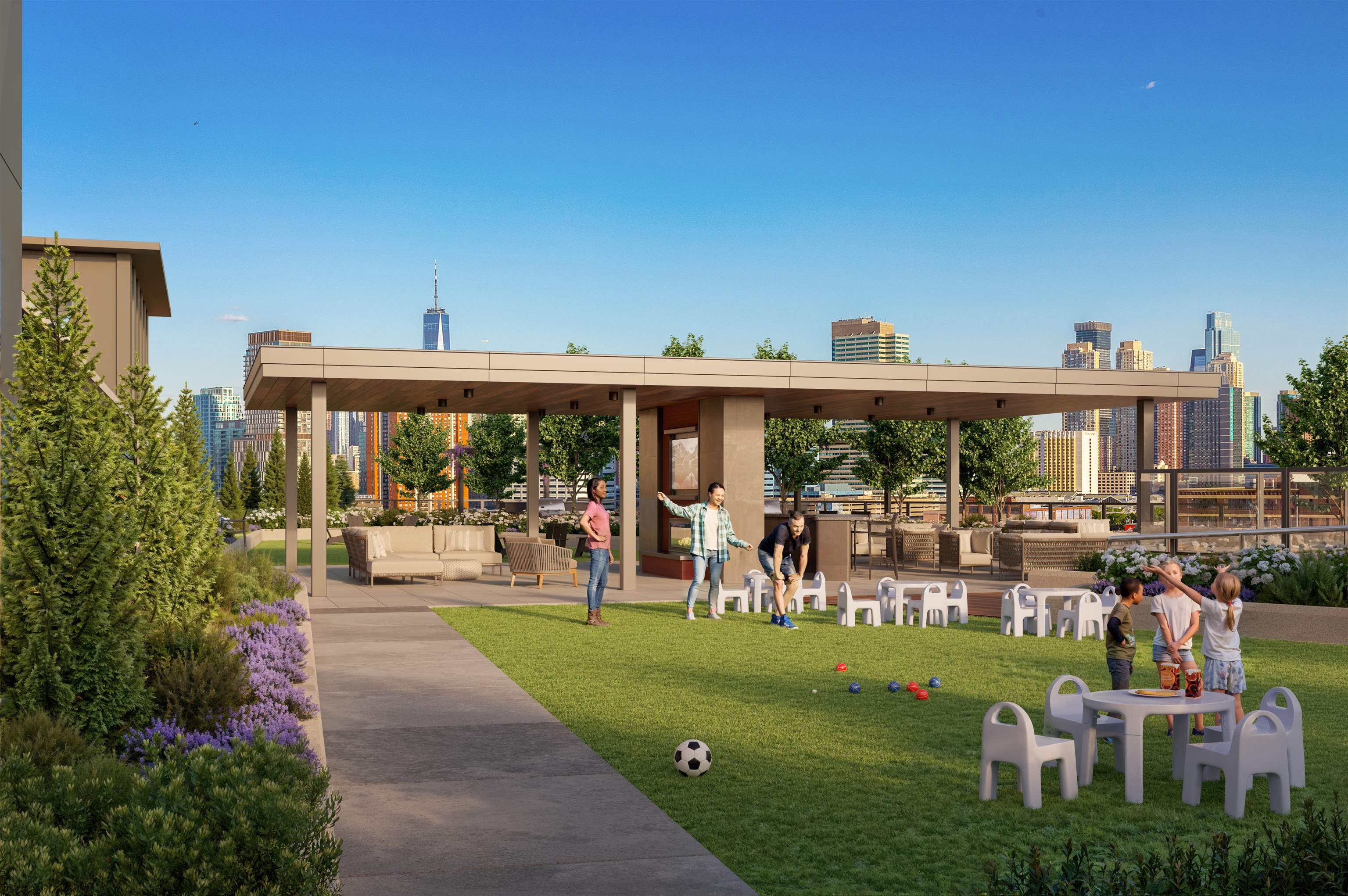 38 Jackson Street, Unit 403 Hoboken, NJ 07030 - Photo 5 of 15 a view of a chairs and table in patio with a yard