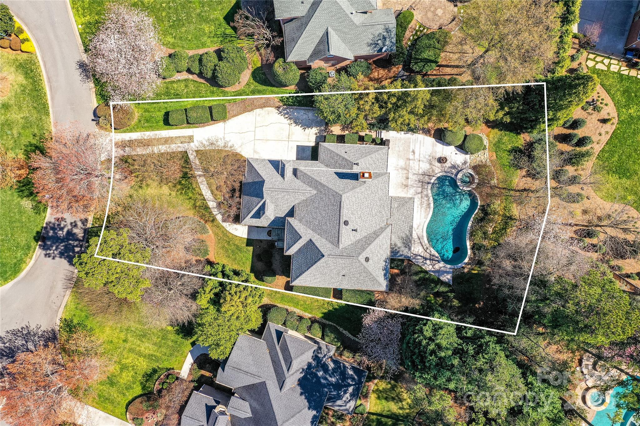 18512 Square Sail Road Cornelius, NC 28031 - Photo 35 of 40 an aerial view of residential house with outdoor space and swimming pool