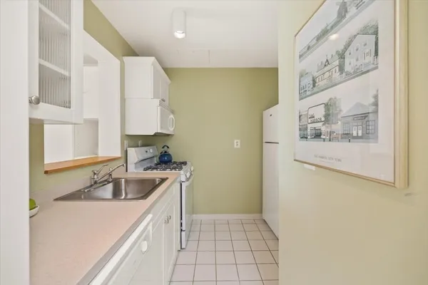 a kitchen with a sink stove and refrigerator