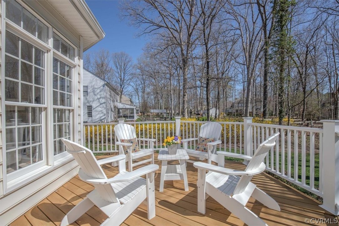 2011 Corner Rock Road Midlothian, VA 23113 - Photo 27 of 34 a view of balcony with wooden floor and outdoor seating