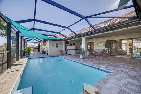 a view of a lake with a yard