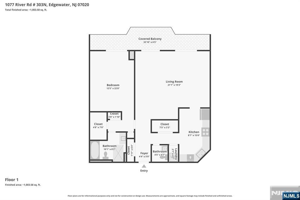 1077 River Road, Unit 1013 Edgewater, NJ 07020 - Photo 24 of 24 a picture of a floor plan