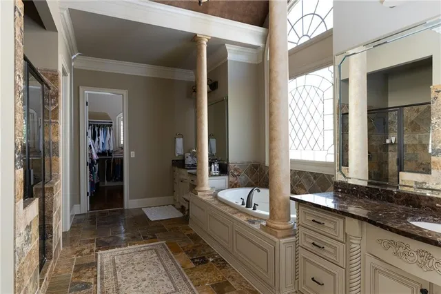 a bathroom with a shower