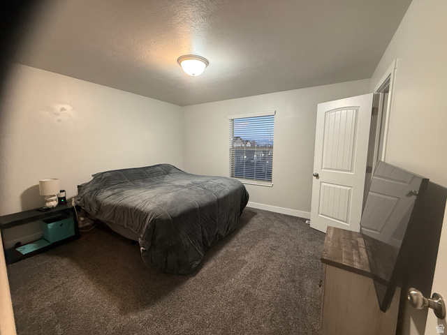 485 370 South Preston, ID 83263 - Photo 10 of 16 Bedroom featuring dark carpet and a textured ceiling
