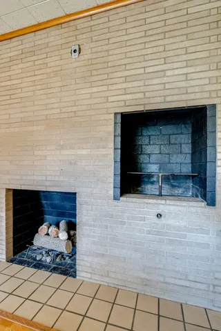 a room with fireplace