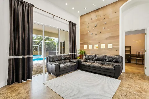 a living room with furniture and a couch