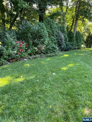 a view of a backyard with sitting area and slide