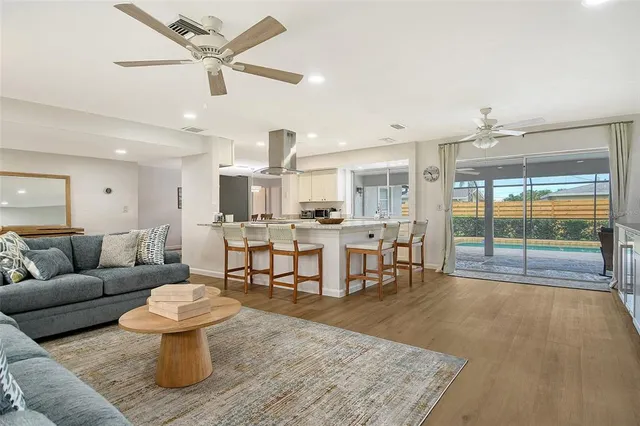 a view of a livingroom with furniture window and outside view