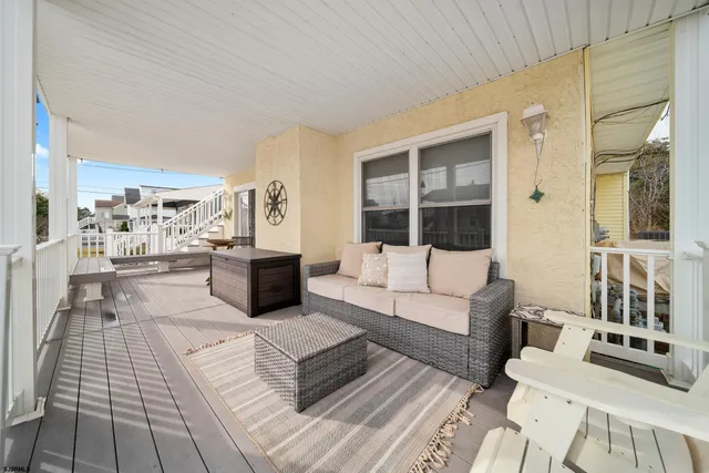a living room with furniture