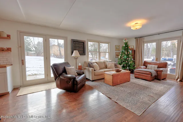 a bedroom with a bed and furniture