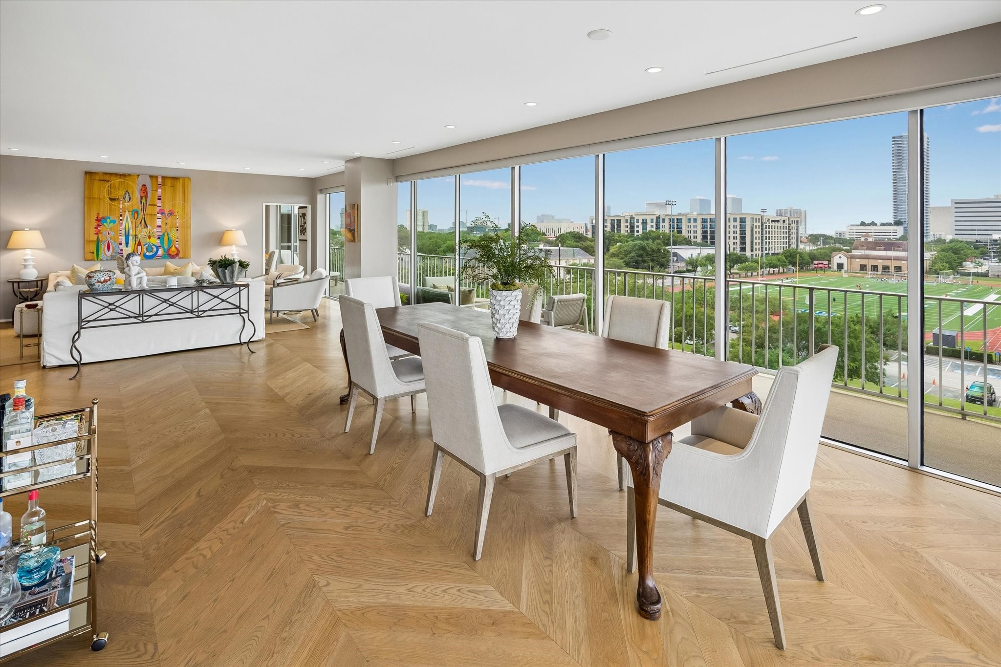 2200 Willowick Road, Unit 5C Houston, TX 77027 - Photo 7 of 27 Dining room looking towards living room. Forever views of River Oaks Baptist School and beyond!