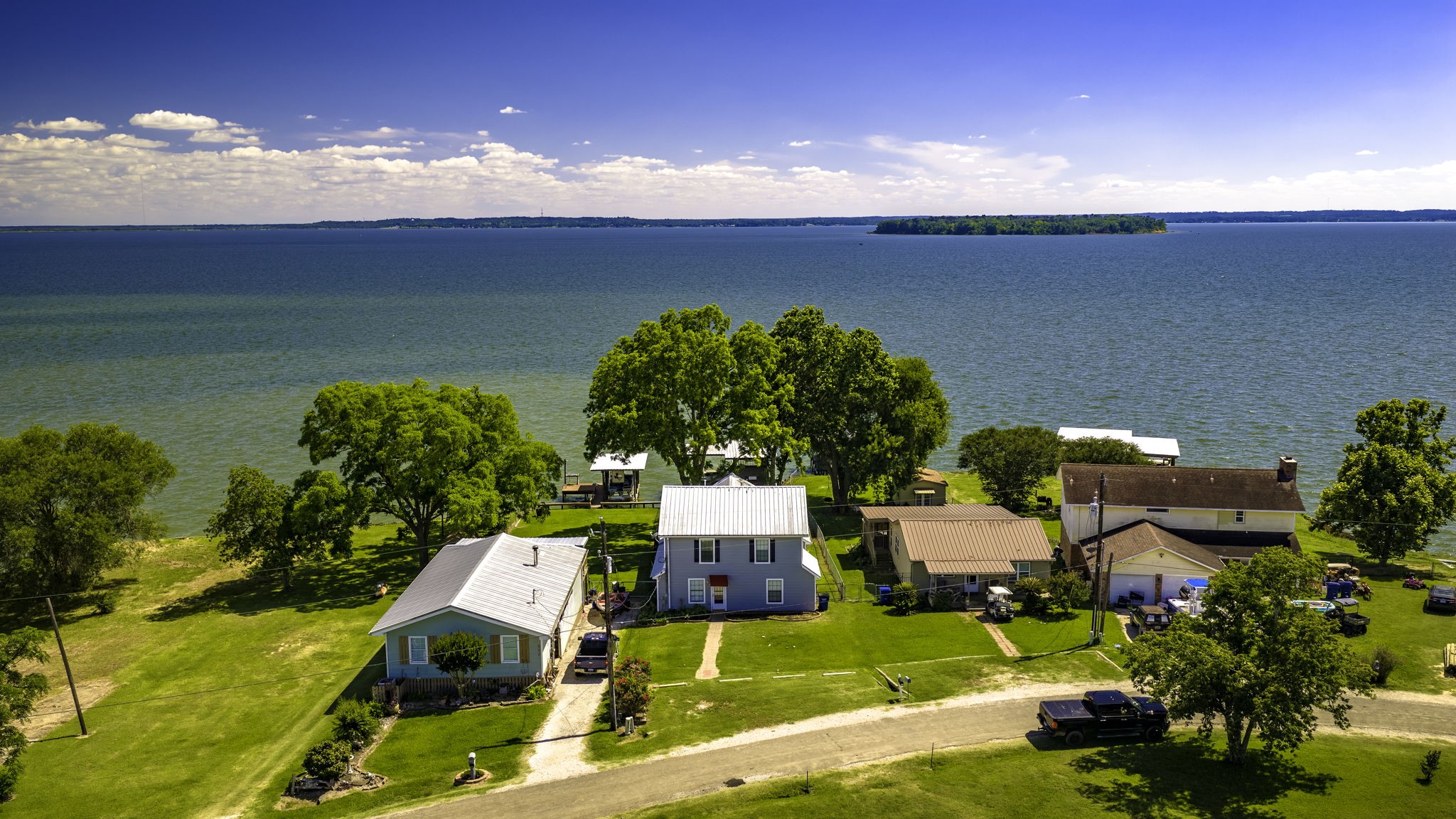 an aerial view of a house with a garden