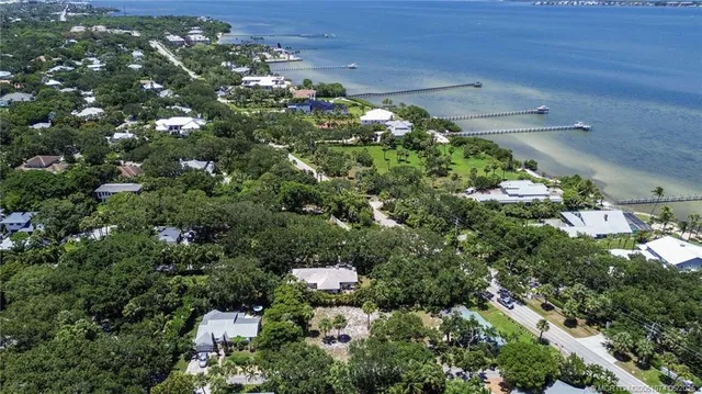 an aerial view of a yard