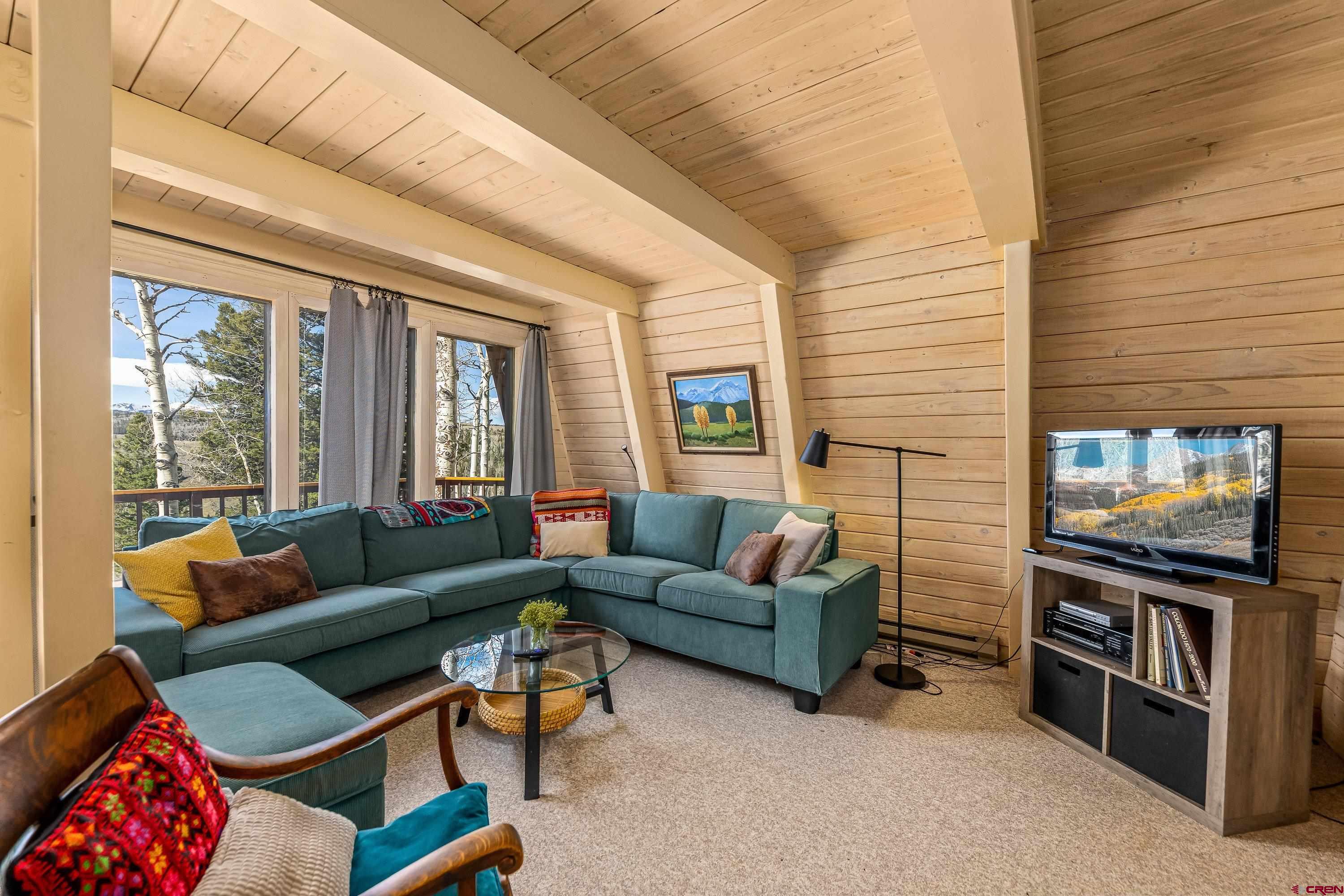 771 Spruce Road Cimarron, CO 81220 - Photo 12 of 34 a living room with furniture and a flat screen tv