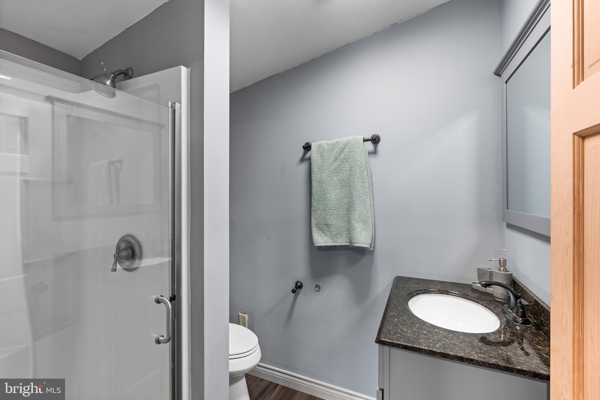 51 Hausman Road Lenhartsville, PA 19534 - Photo 30 of 64 a bathroom with a granite countertop sink toilet and shower