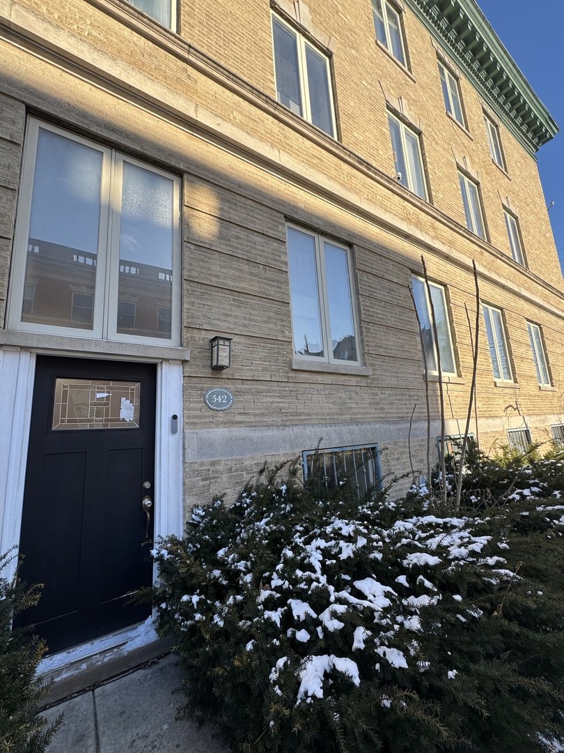 a front view of a building