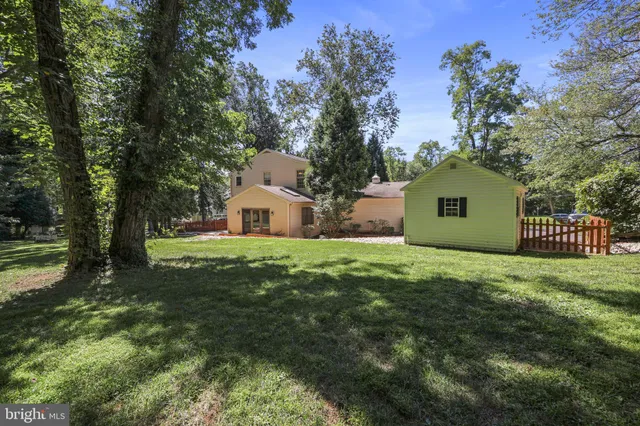 a garden view with a seating space