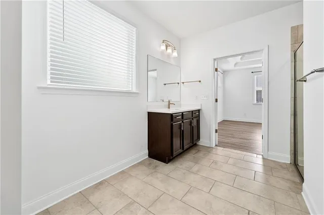 an empty room with windows