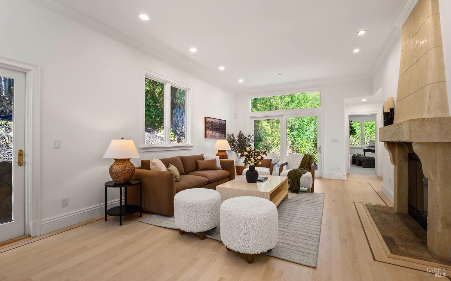 33 Acorn Way Kentfield, CA 94904 - Photo 35 of 58 a living room with fireplace furniture and a large window