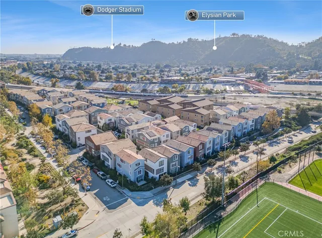 an aerial view of residential building with outdoor space